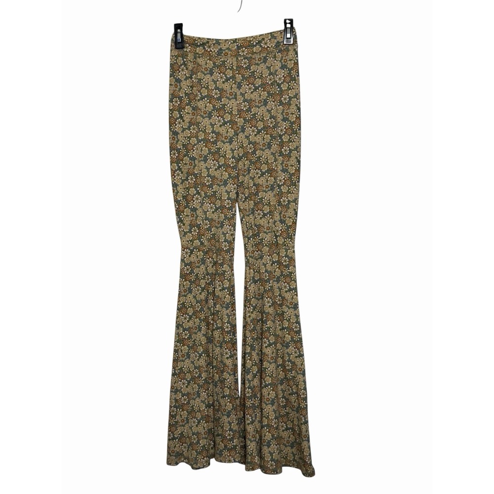 Three Bird Nest Floral Flare Pants Small Bell Bottom Festival Hippie Boho Wester